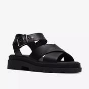 Clarks black leather sandal image
