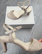 Tamaris Light Gold Mid Block Heel Sandal image