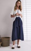 NAYA Round Neck Dress With Contrast Colour Skirt With Tie Belt image