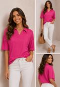 Street One  pink Dropped Shoulder Polo Shirt with Elastic Waistband image