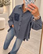 Rose navy and white striped blouse image