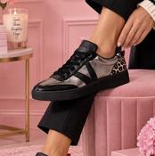 Drilleys black and leopard trainers image