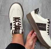 Marco tozzi cream and brown   trainers image