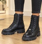 BLACK PU LADIES ANKLE BOOTS