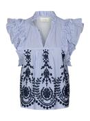 NEO NOIR Jayla stripe embroidery top