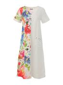 DOLCEZZA Spring linen dress with floral print and pocket detail image