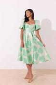8th sign audrey dress with metallic floral detail in mint image