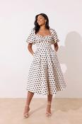 8th sign audrey dress with polkadot print in champagne &amp; black image