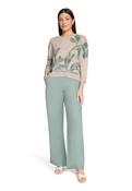 BETTY BARCLAY BOTANICAL PRINT KNIT IN BEIGE &amp; GREEN
