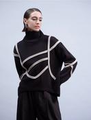 Haako geometric print Funnelneck Knit in Black image