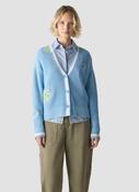 le comte varsity style cardigan in sky blue