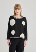 Luukaa Polka dot Roundneck Top in Black image