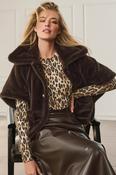 Monari Faux fur Cape Jacket in Chocolate image