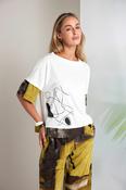 naya printed cuff &amp; trim top in oasis image