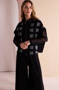 Naya Boxy Check Jacket in Black And Grey Print image