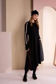 Naya highneck dress with Print Pocket and Metallic trim in Black and Brown image