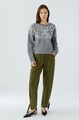 OUI Round Neck Jumper with Sequin Detail in Grey image