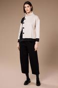 Peruzzi Two Tone Button Top in Stone and Black image