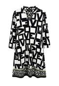 TUZZI V NECK DRESS IN CREAM / BLACK AND KHAKI MIX image