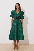 The 8th Sign Callie Metallic Skater Dress in Emerald image
