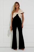 The 8th Sign Raphelite Velvet Bow Jumpsuit in Black image