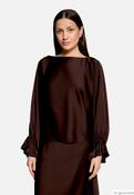 vera mont gather sleeve silk blouse IN BROWN image