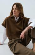 YAYA BROWN SHORT SLEEVE JUMPER WITH COLLAR