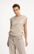Yaya Silk and jersey mix top in Cashmere Grey