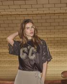 Co Couture Treycc Logo Lace Tee in Chocolate