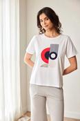 peruzzi circle print top in red