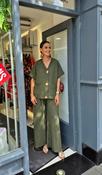 INCA CREPE SUIT WITH GOLD BUTTONS IN KHAKI image