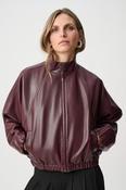 Joseph Ribkoff Bomber Faux Leather Jacket in Bungundy image