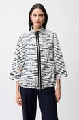 joseph ribkoff horizontal stripe boxy jacket in navy &amp; white image