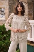 JOSEPH RIBKOFF LACE EDGE TO EDGE JACKET IN STONE image