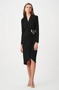 Joseph Ribkoff Rouched Dress with Diamante Hardware detail in Black image