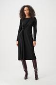 Joseph Ribkoff Round Neck Dress with side pinch rouching/gold hardware in Elderberry image
