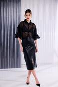 Kate Cooper Leatherette Straight Skirt with Front Slit in Black image