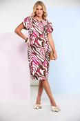 kate cooper wrap over print dress in brown image