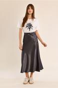 Molly Bracken Satin skirt in gunmetal grey image
