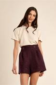 Molly Bracken woven shorts with button and sequin detail in plum image