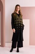 Naya Spot Border Print Long Line Waistcoat in Black/Avacado image
