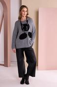 Naya Wide Leg Leatherette Trouser with Hem Panel in Black image