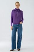 Oui half zip ribbed pullover in purple image