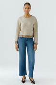 Oui jumper in beige with bronze sequin detail