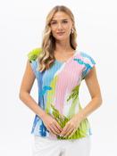 passioni crinkle fabric printed top in green image