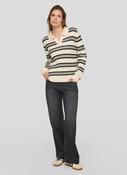 rabe horizontal stripe knit polo in beige &amp; black image