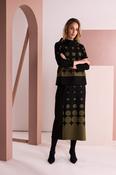 Naya Spot Border Print Pull Up Skirt in Black/Avacado image