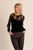 Molly Bracken fine knit jumper with lace neckline image