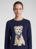 Rabe Round Neck Jumper with Dog Motif in Navy image