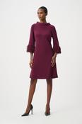 Joseph Ribkoff Cowl Neck Dress with Ostrich Sleeve Detail image